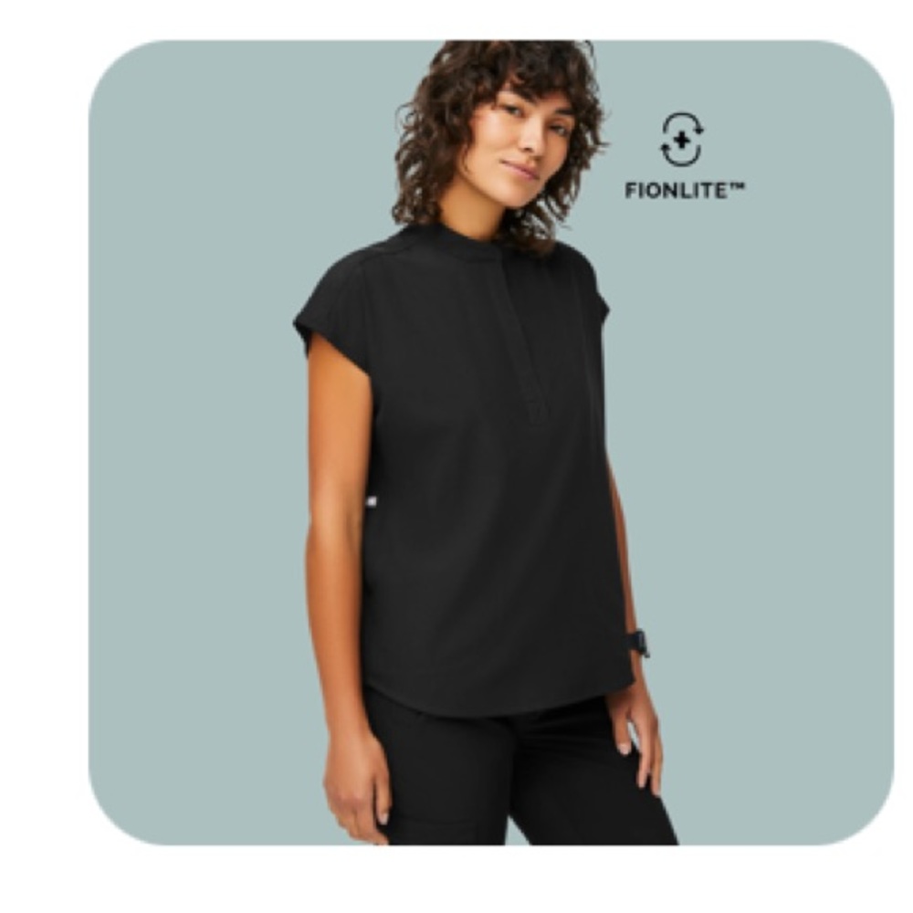 Figs FionLite Black Rafaela Scrub Top Sz XL